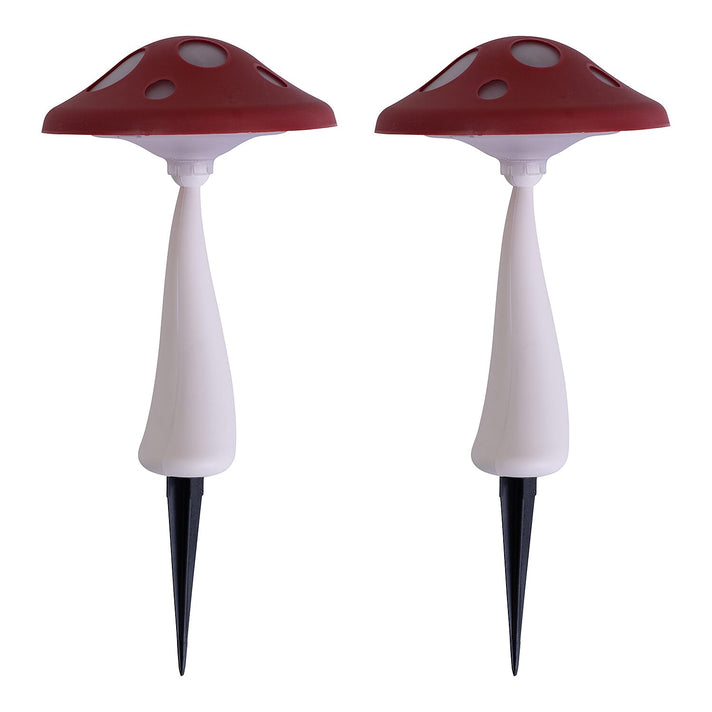 Solar Light Red and White Toadstool with Multicolour Light. 7698854 1