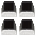 Bright Night Pack of 4 Solar Powered Fence Wall and Post Light - Black