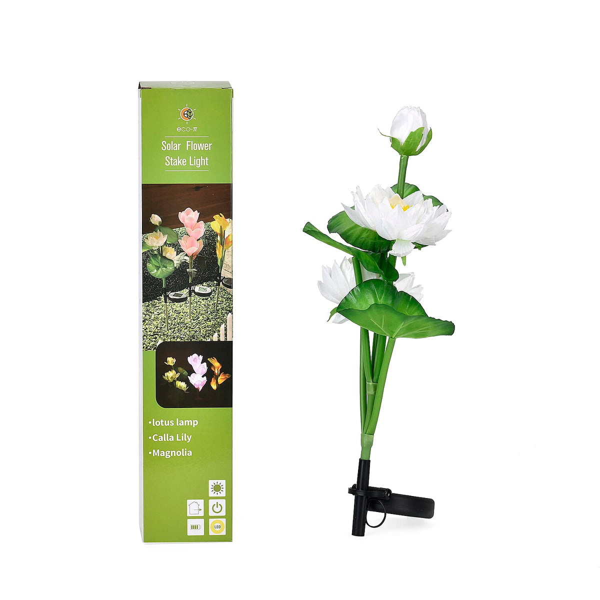 Lotus Solar Lamp with 3pcs RGB LEDs - White 7601388 0