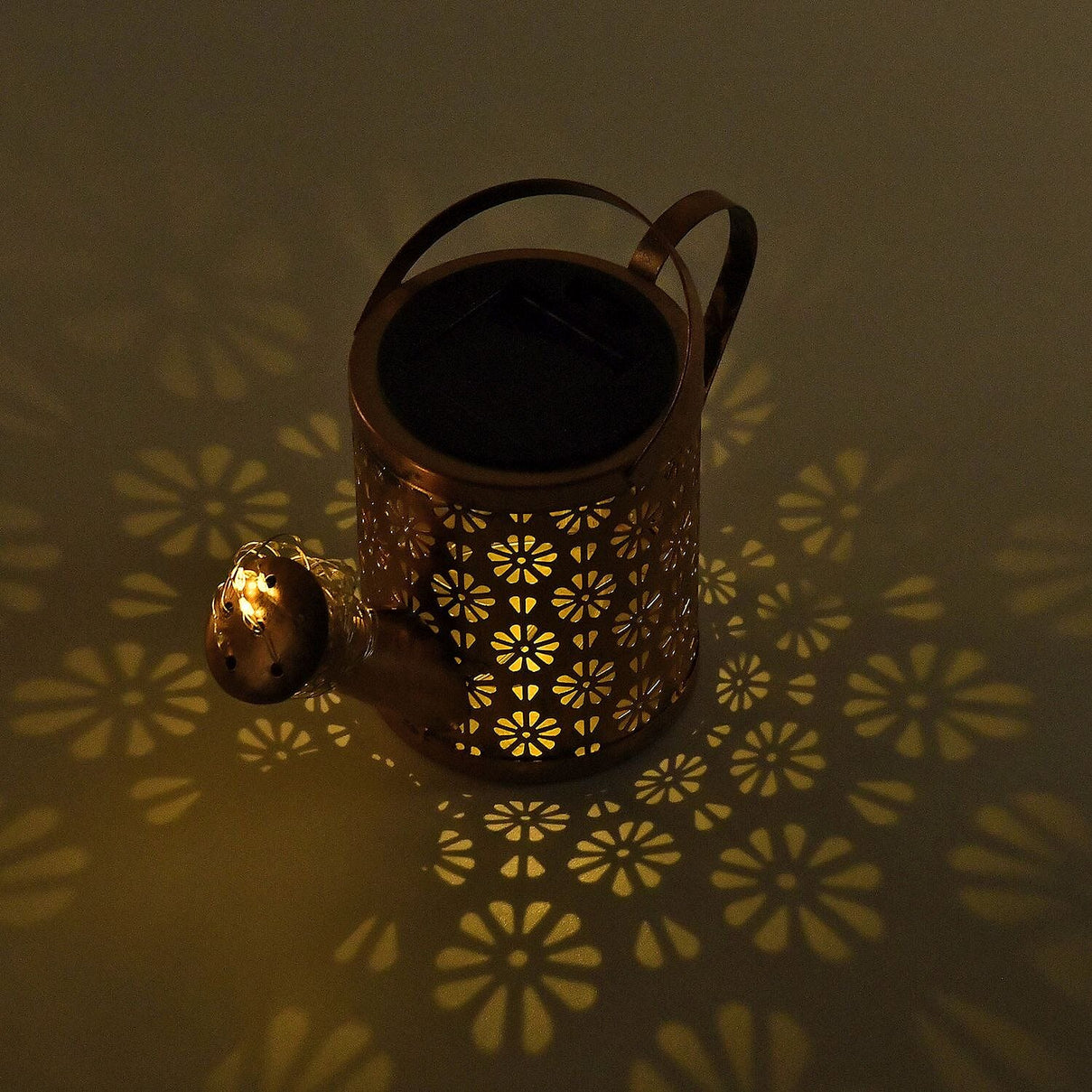Solar Watering Can with Waterfall Fairy Light Strings - Black 7683236 2