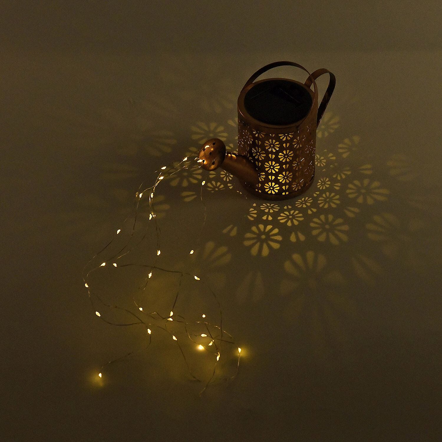 Solar Watering Can with Waterfall Fairy Light Strings - Black 7683236 3