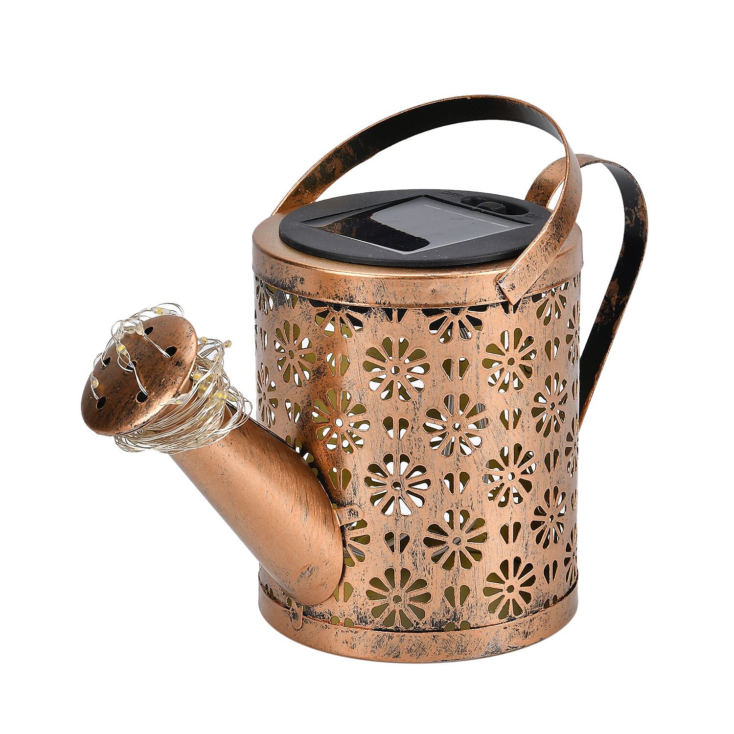 Solar Watering Can with Waterfall Fairy Light Strings - Black 7683236 5