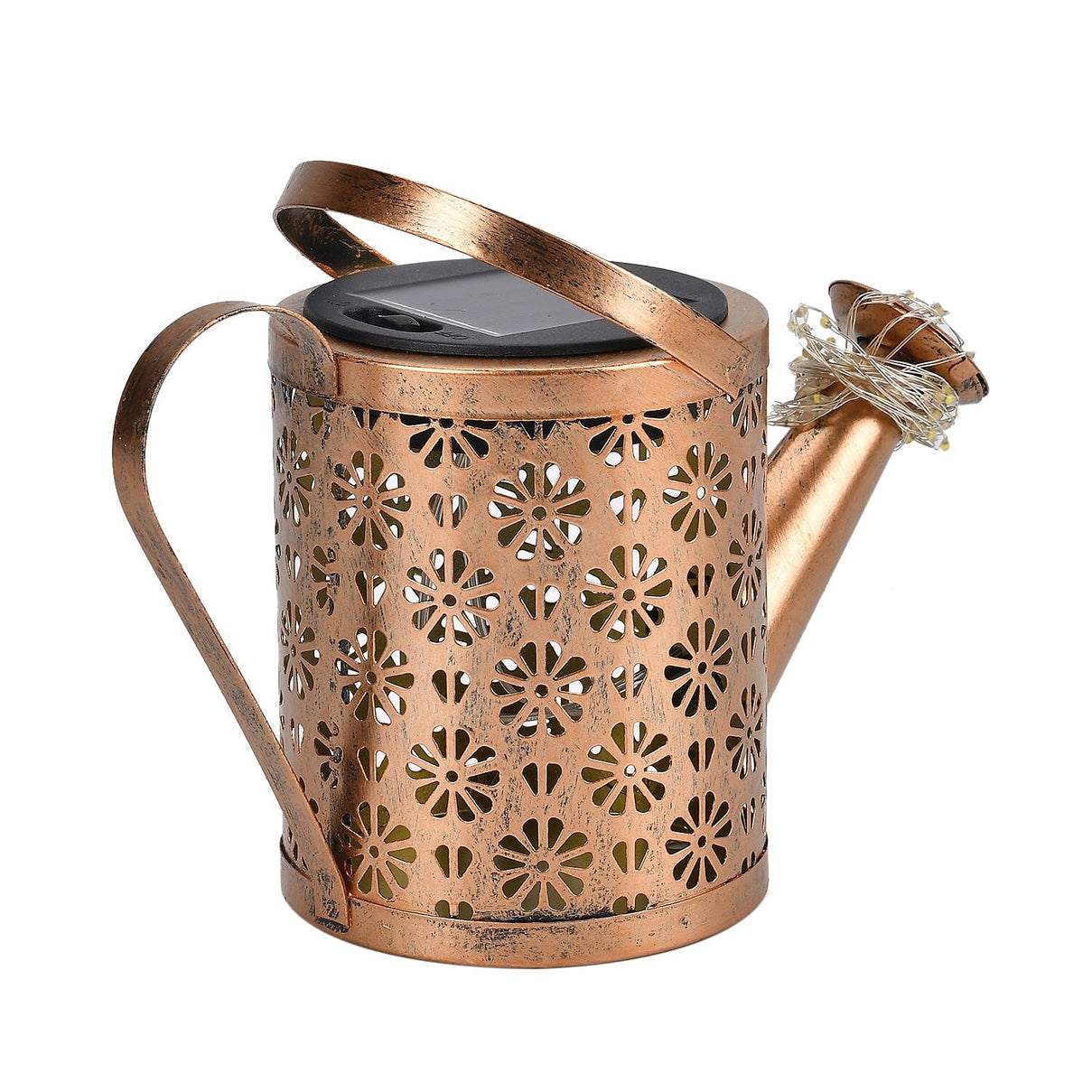 Solar Watering Can with Waterfall Fairy Light Strings - Black 7683236 6