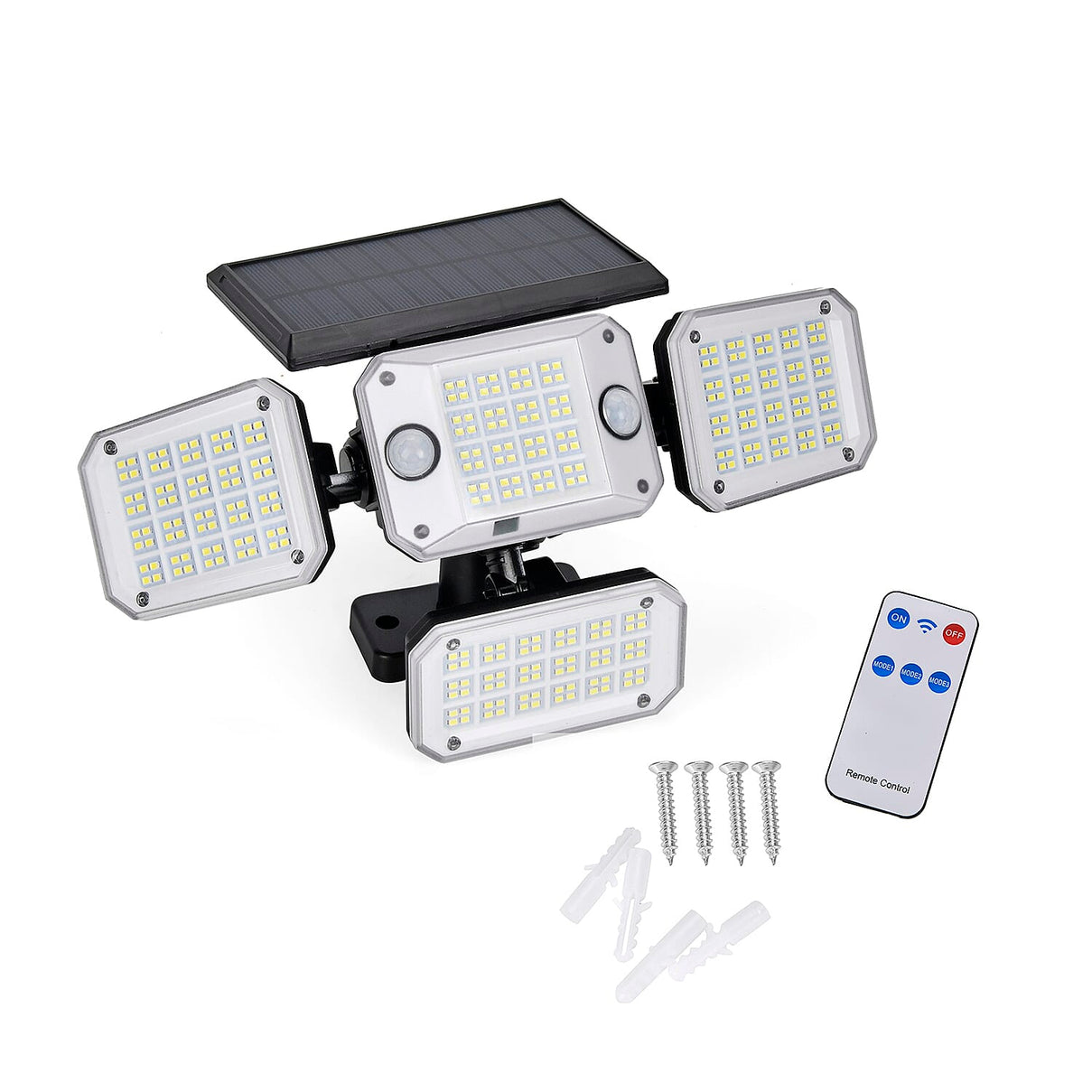 Solar Powered Outdoor Lamp - 4-Head - Motion Sensor - Waterproof 7814878 0