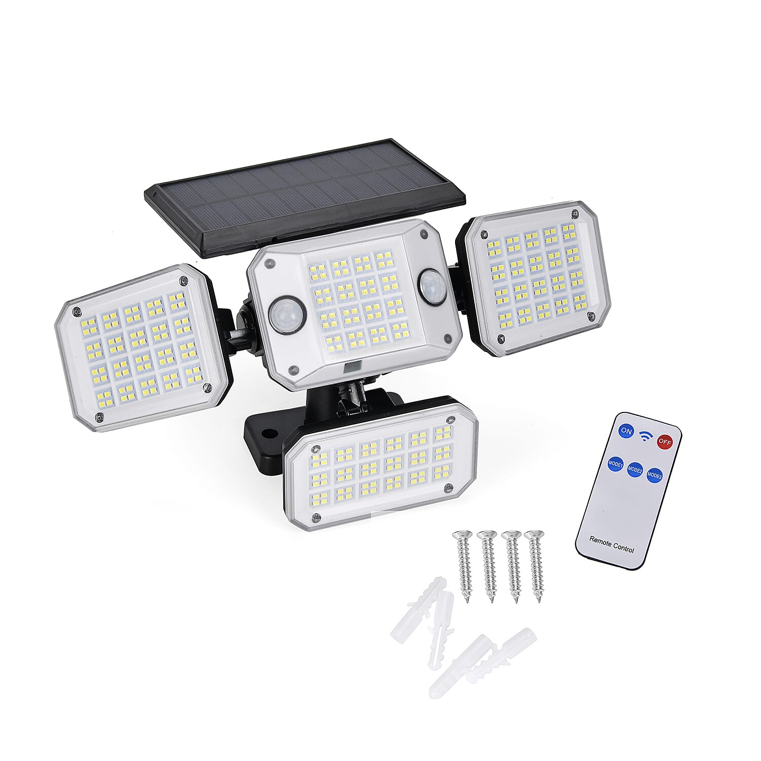 Solar Powered Outdoor Lamp - 4-Head - Motion Sensor - Waterproof 7814878 0