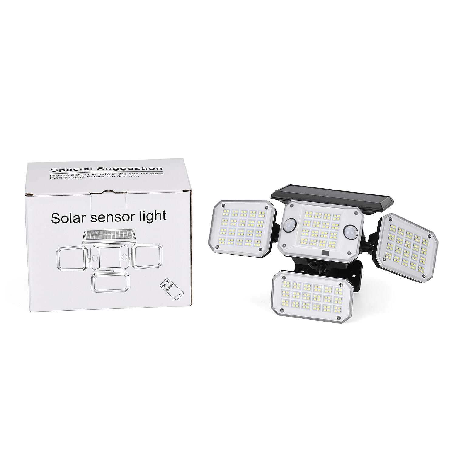Solar Powered Outdoor Lamp - 4-Head - Motion Sensor - Waterproof 7814878 7