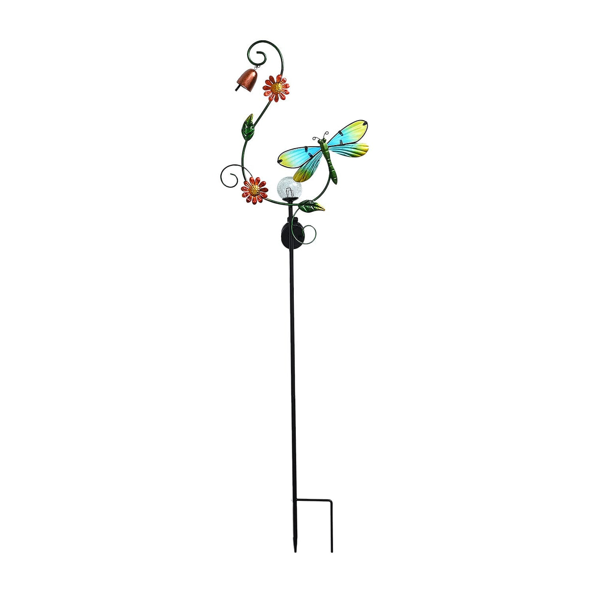 Solar Dragonfly With Cracking Glass Ball Wind Bell Stake Decoration 7695975 0