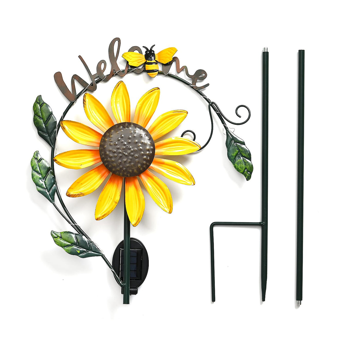 Sunflower &amp; Honeybee Wind Spinner Stake with Solar Light 7695984 2