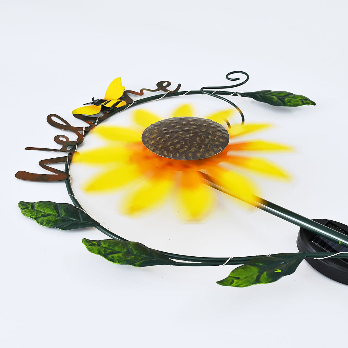 Sunflower &amp; Honeybee Wind Spinner Stake with Solar Light 7695984 5
