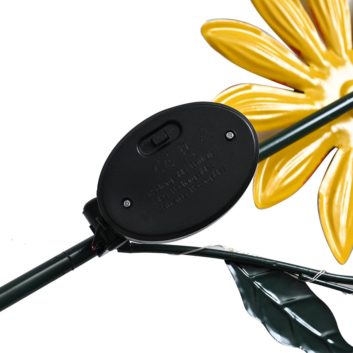 Sunflower &amp; Honeybee Wind Spinner Stake with Solar Light 7695984 7