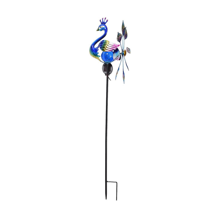 Peacock Wind Spinner with Solar Panel and LED 7689338 1