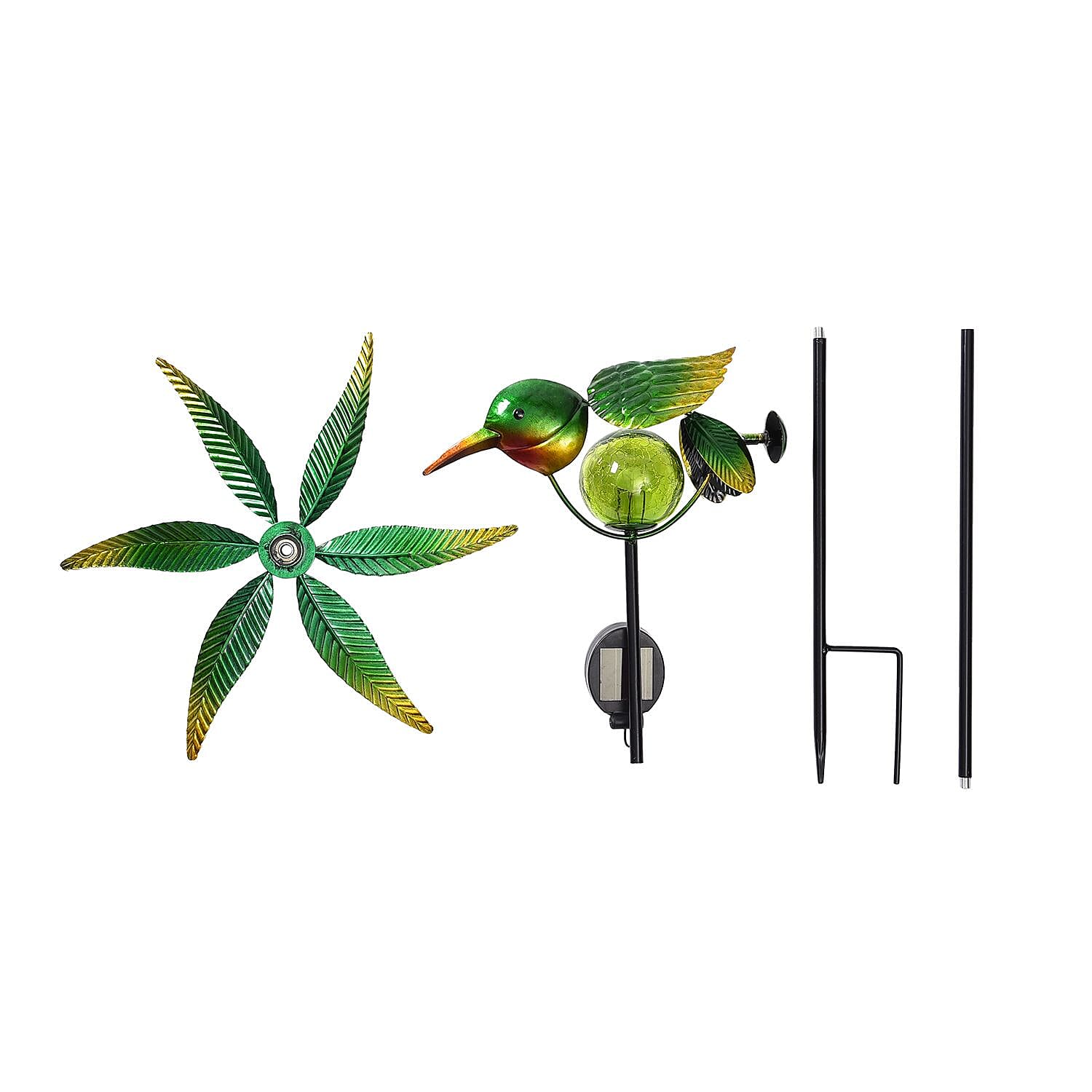 Green Bird Wind Spinner with Solar Panel and LED 7689328 2