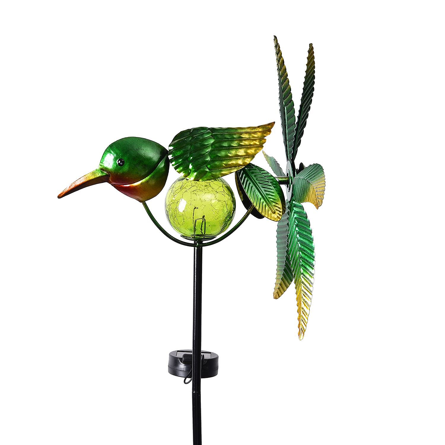 Green Bird Wind Spinner with Solar Panel and LED 7689328 3