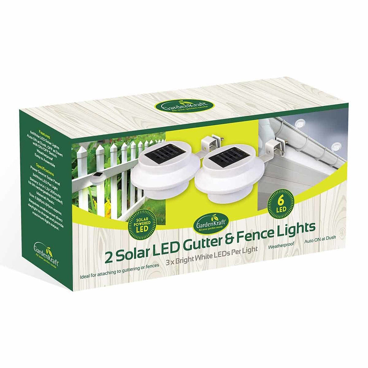 Gardencrafts- Set of 2 Solar LED Gutter and Fence Lights 7767747 0