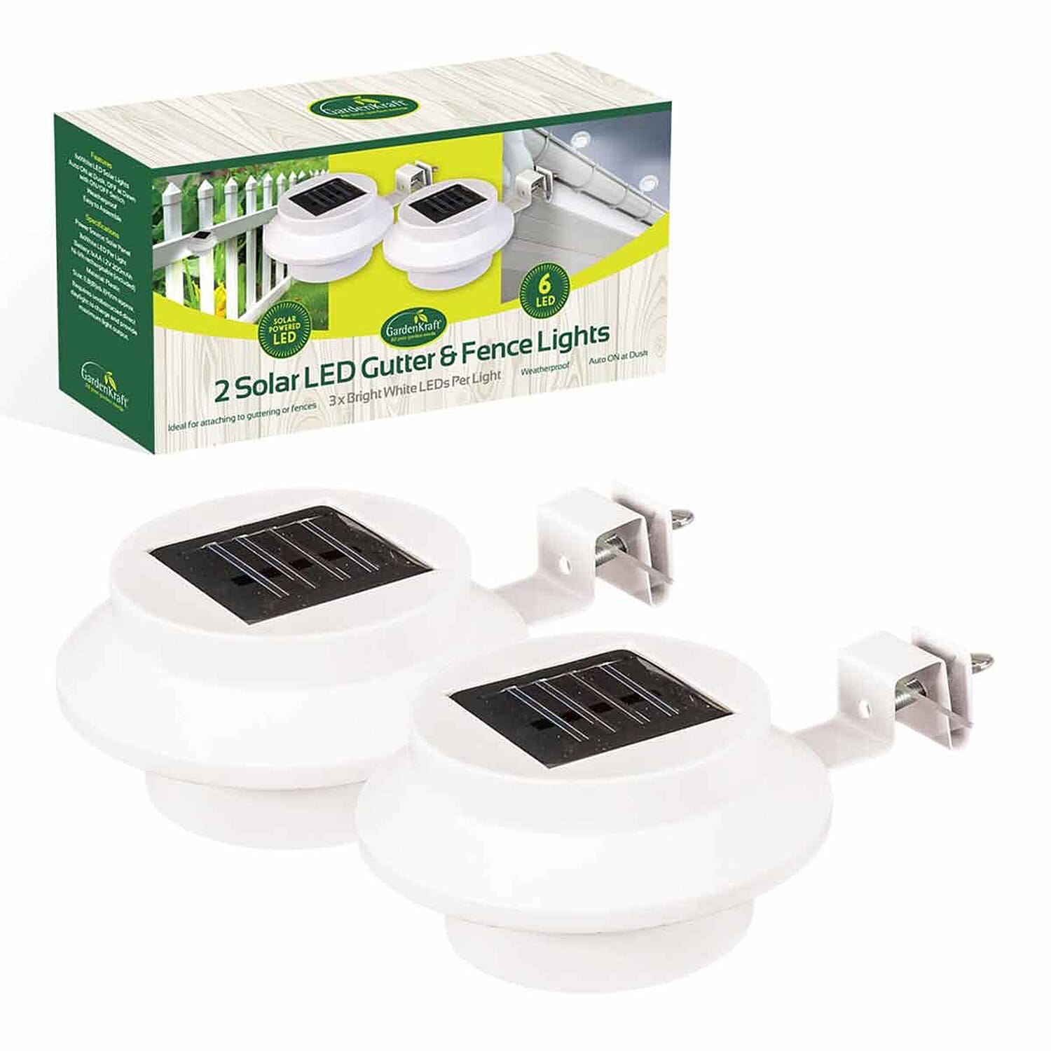 Gardencrafts- Set of 2 Solar LED Gutter and Fence Lights 7767747 1