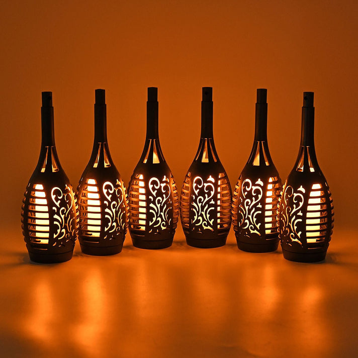 Set of 6pcs  Solar Garden Flame Light 7388744 2