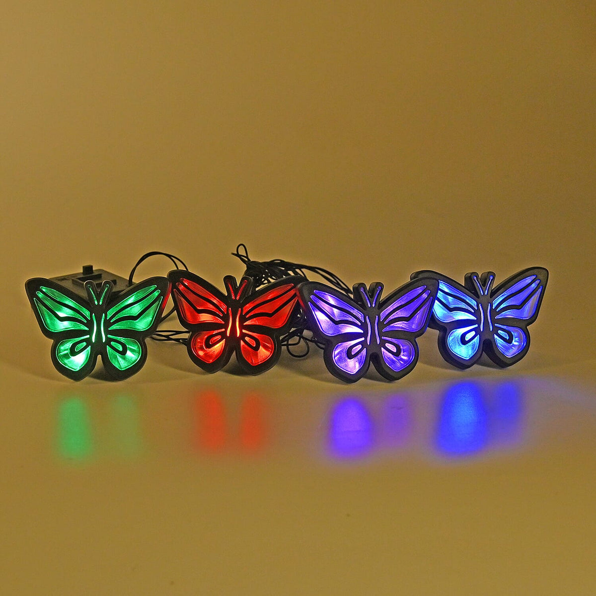 Set of 4 Waterproof Butterfly Print Solar Pathway Light 7733087 1