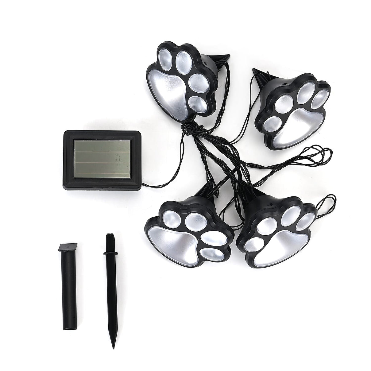 Set of 4 Waterproof Paw Print Solar Pathway Light - White 7733058 0