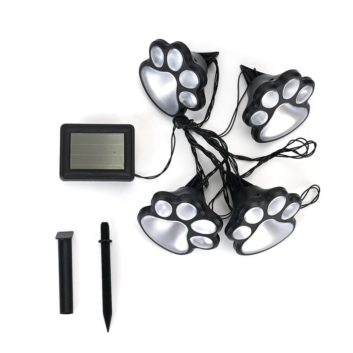 Set of 4 Waterproof Paw Print Solar Pathway Light - White 7733058 1