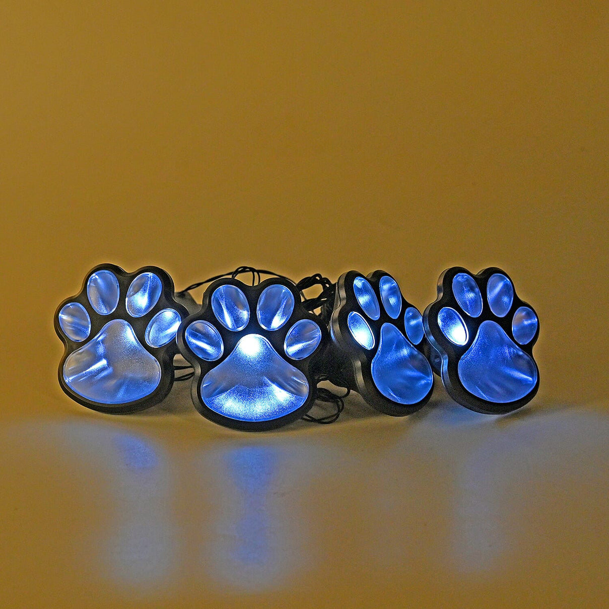 Set of 4 Waterproof Paw Print Solar Pathway Light - White 7733058 1