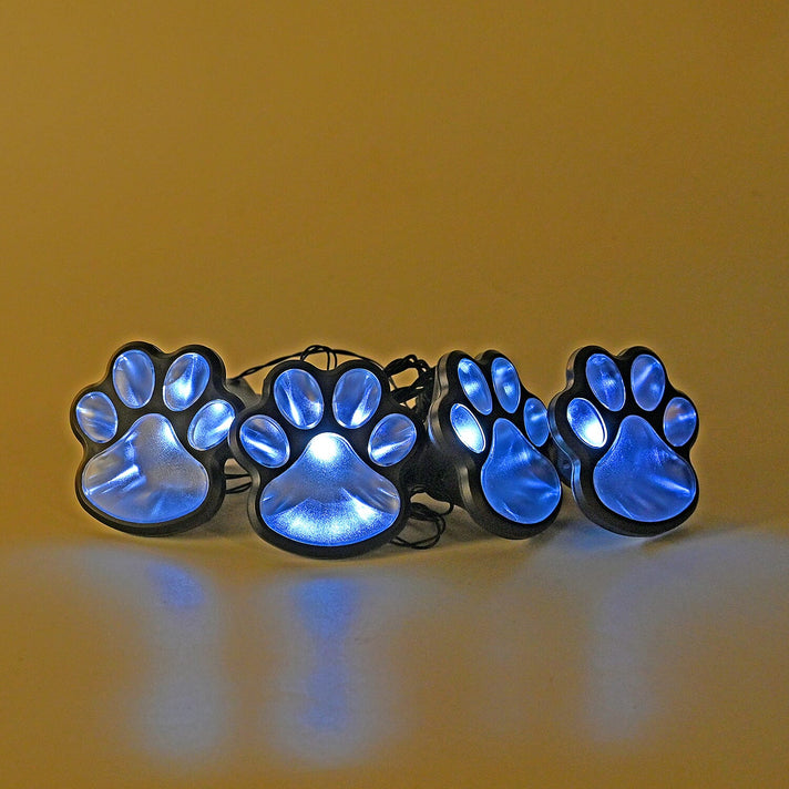 Set of 4 Waterproof Paw Print Solar Pathway Light - White 7733058 2