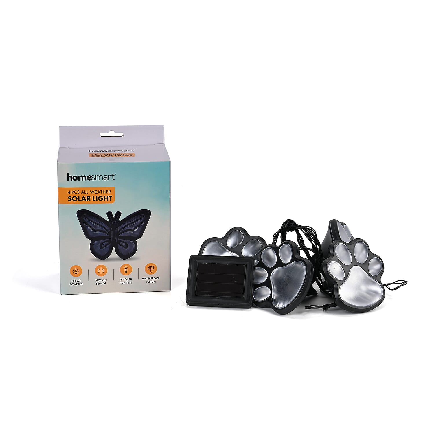 Set of 4 Waterproof Paw Print Solar Pathway Light - White 7733058 6