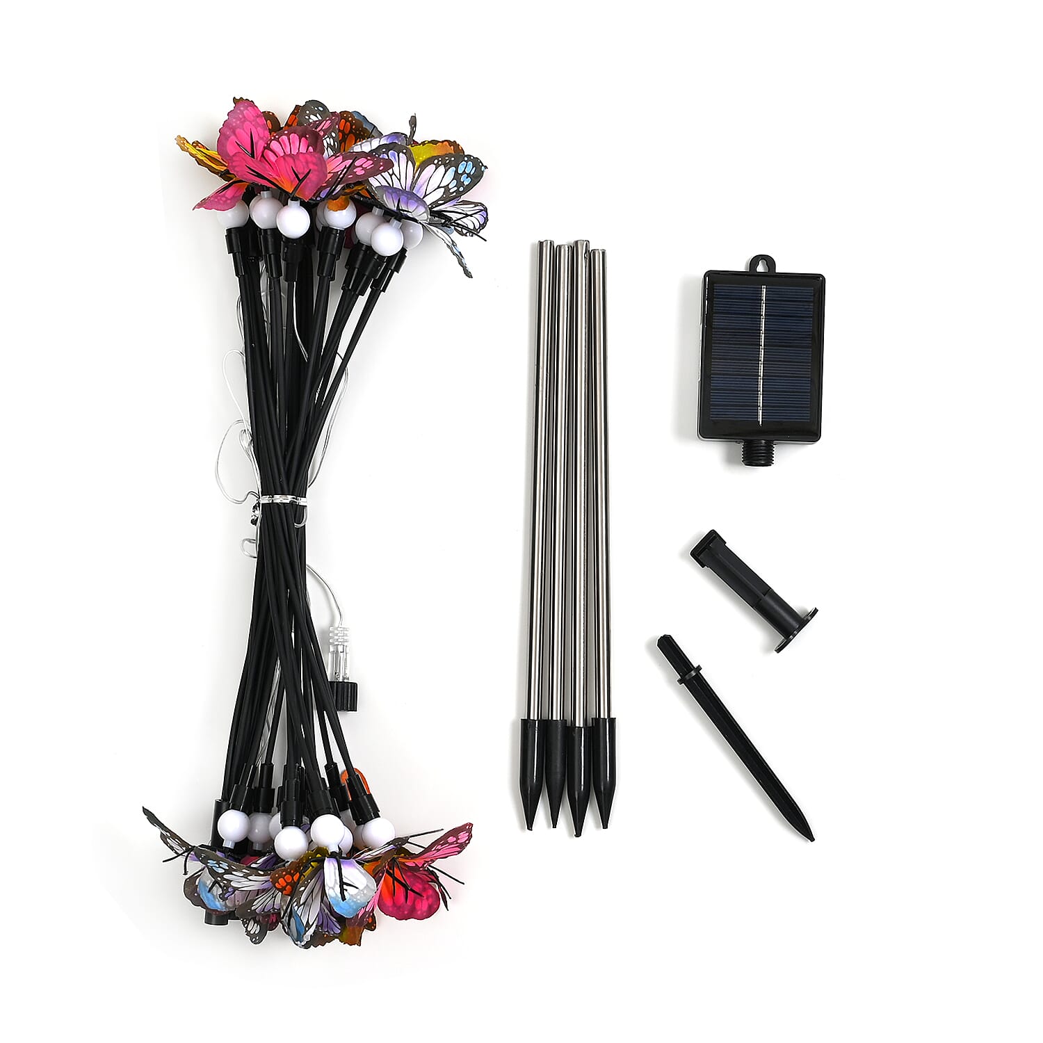Lowest Price Offer - Set of 4 Solar Butterfly Lights- 6 Warm LEDs, 8 Lighting Modes &amp; 500mah Battery Incl. (70cm) - Black 8042532 0