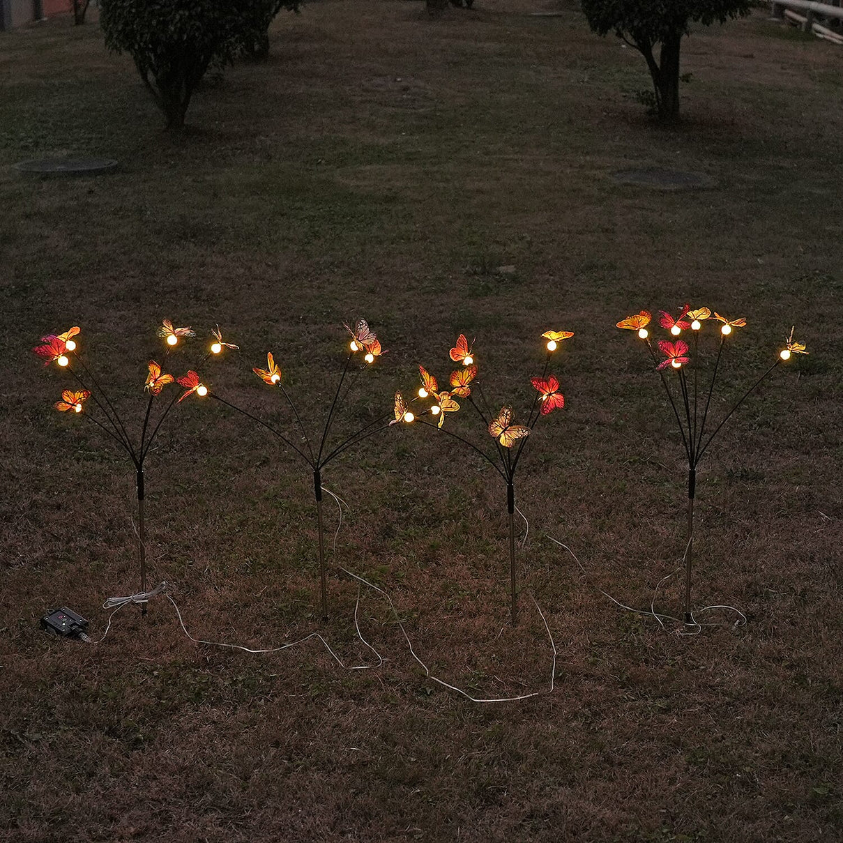 Lowest Price Offer - Set of 4 Solar Butterfly Lights- 6 Warm LEDs, 8 Lighting Modes &amp; 500mah Battery Incl. (70cm) - Black 8042532 3