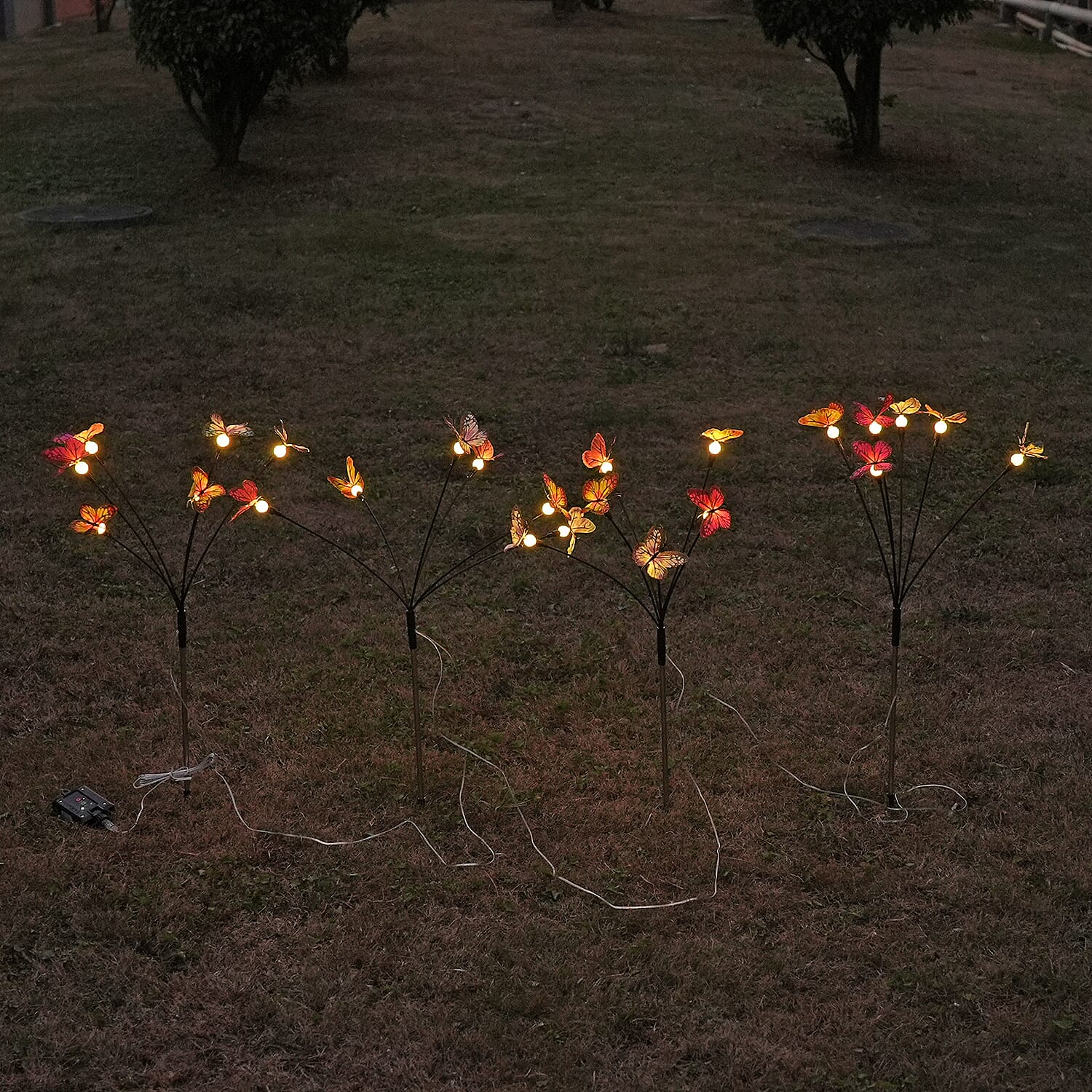 Lowest Price Offer - Set of 4 Solar Butterfly Lights- 6 Warm LEDs, 8 Lighting Modes &amp; 500mah Battery Incl. (70cm) - Black 8042532 3