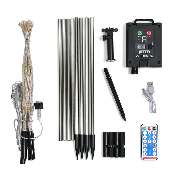Lowest Price Offer - Set of 4 Solar Firework Lights- Remote Control, 8 Modes (RGB), Timer (80cm) - Black 8043248 1