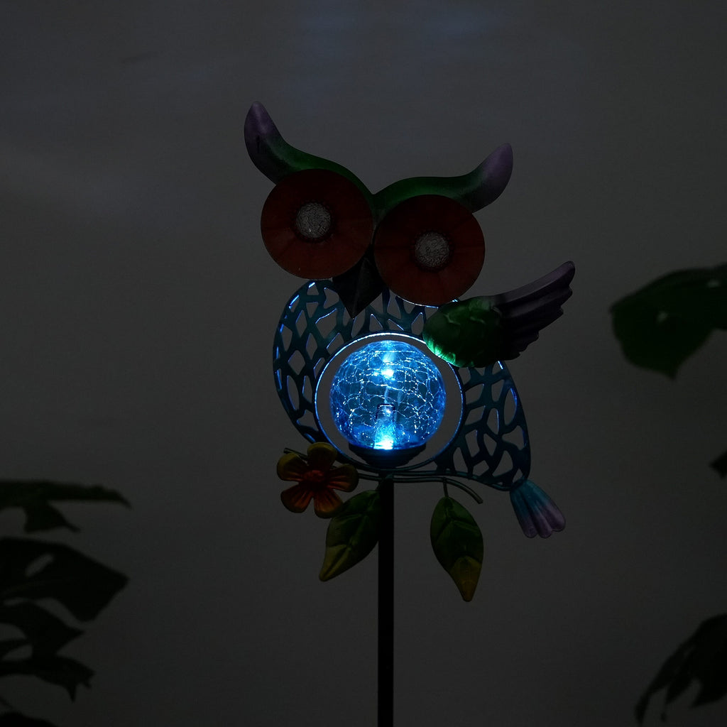 Solar Owl Garden Stake Light - IP44 Waterproof, 6-8 Hour Solar Powered Lawn Light, 300mA Ni-MH Battery Included