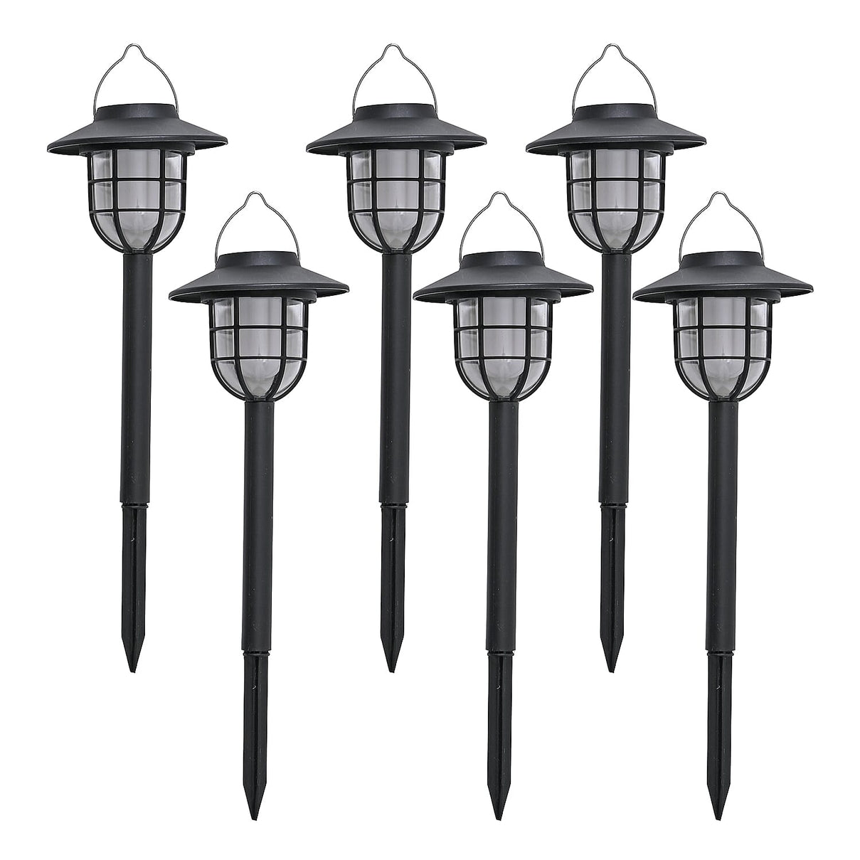 6 Solar Flickering Flame Pathway LED Lights - Grey 8027336 0