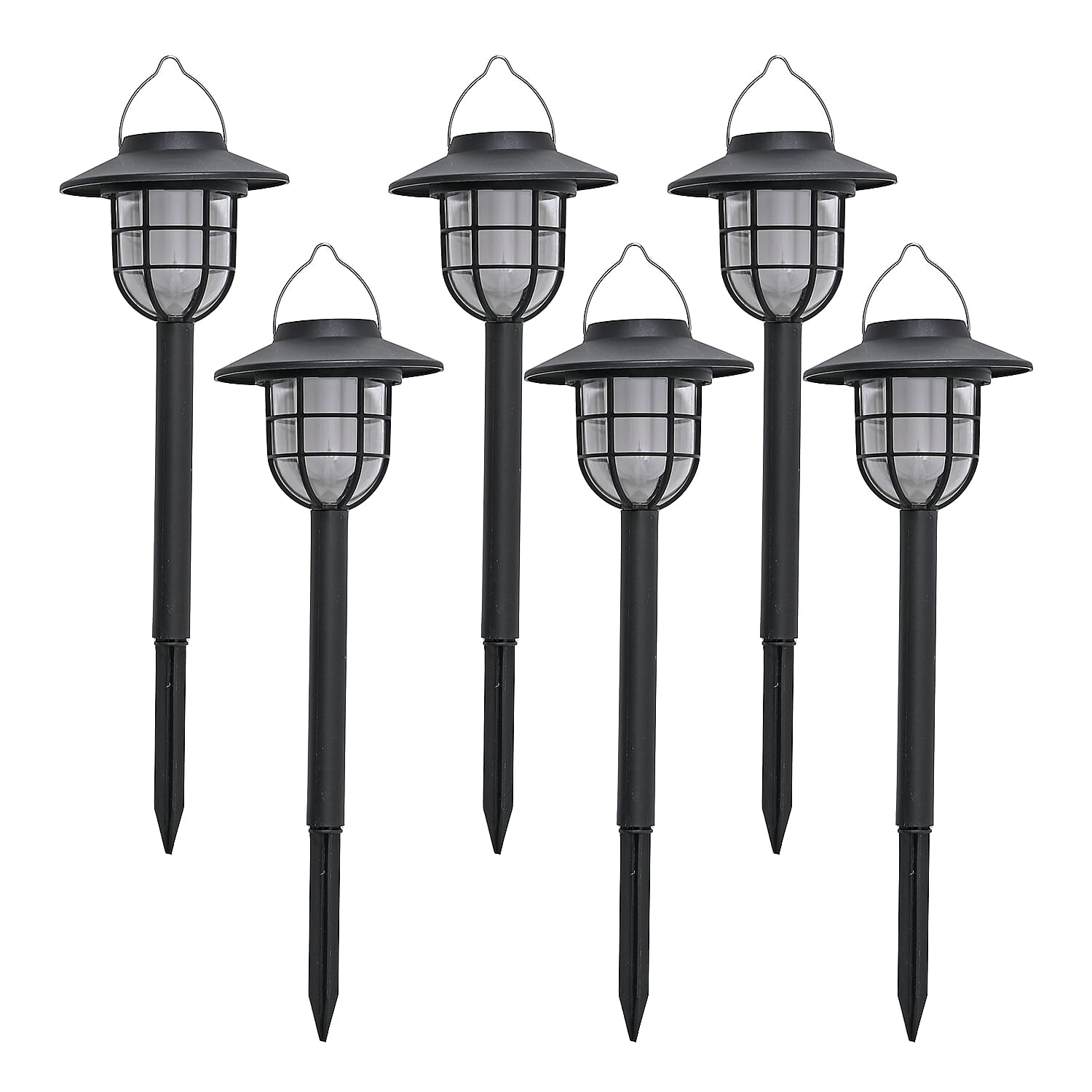 6 Solar Flickering Flame Pathway LED Lights - Grey 8027336 0