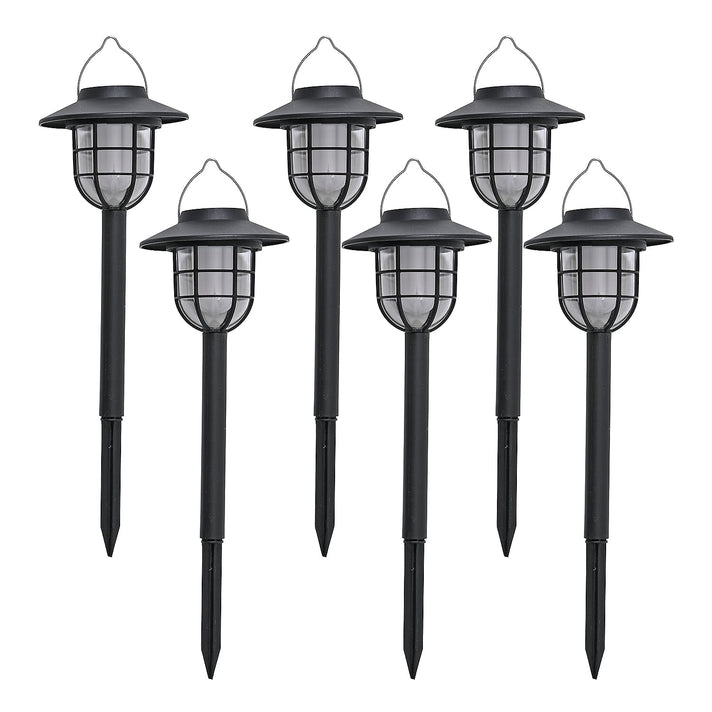 6 Solar Flickering Flame Pathway LED Lights - Grey 8027336 1
