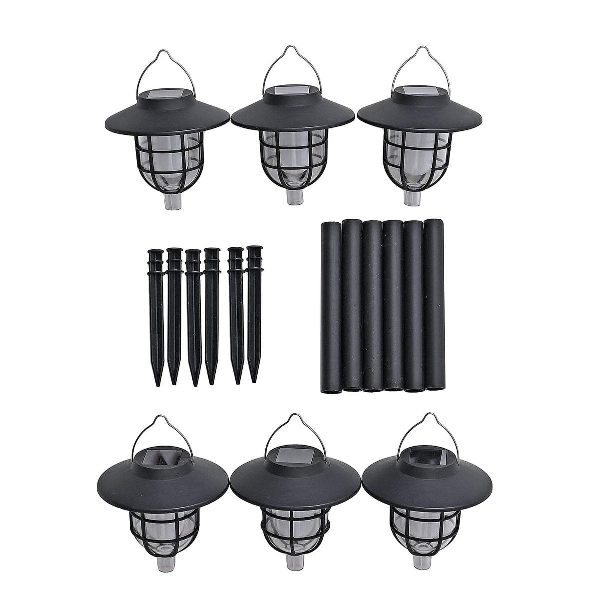 6 Solar Flickering Flame Pathway LED Lights - Grey 8027336 3