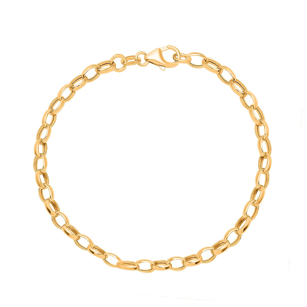 9K Yellow Gold Oval Belcher Bracelet (Size 7.5) with Lobster Clasp