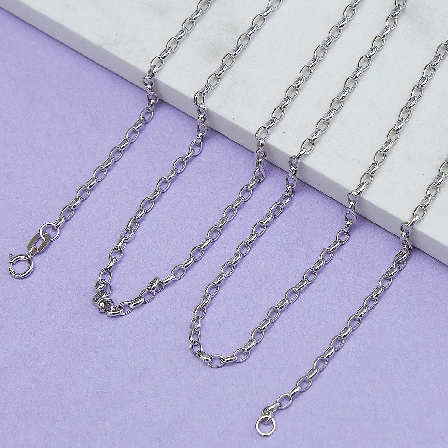 Oval Belcher Chain 16 Inch in 9K White Gold 7591004 1