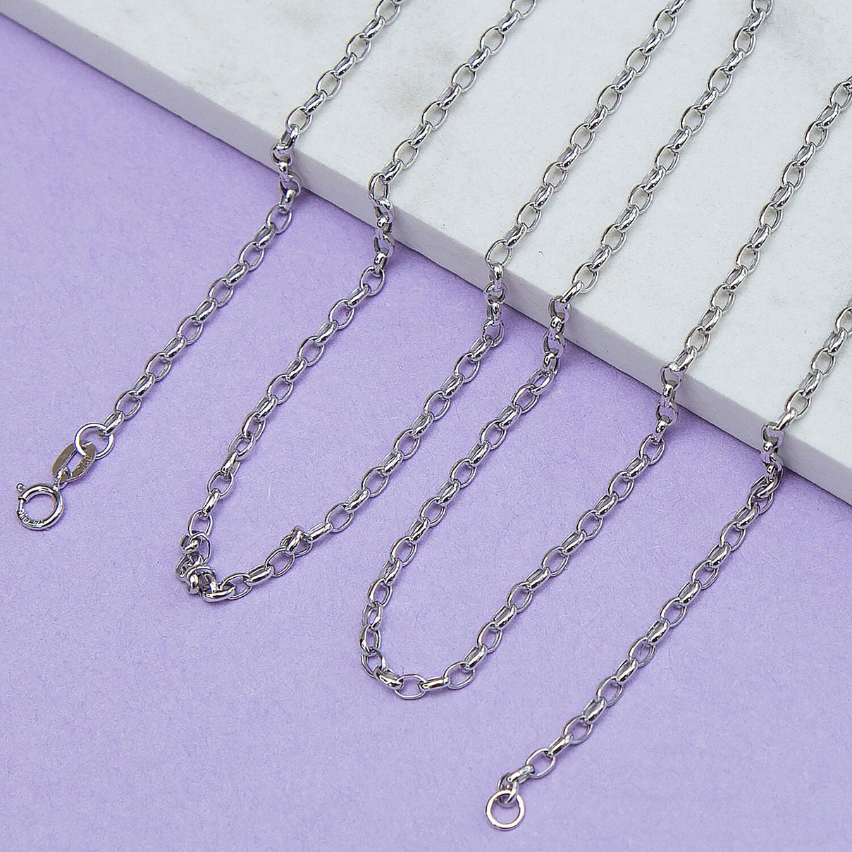 Oval Belcher Chain 18 Inch in 9K White Gold 7591003 1