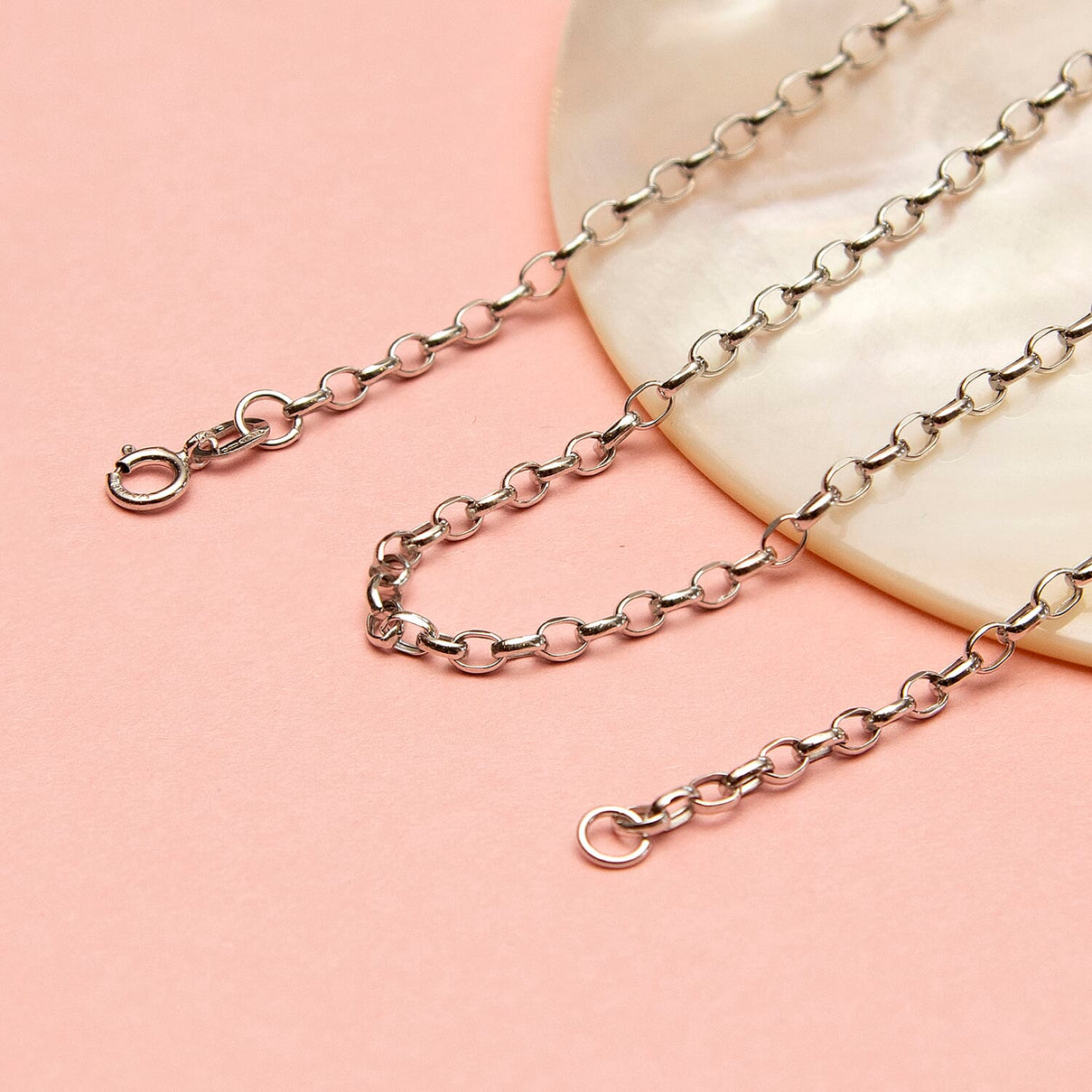 Oval Belcher Chain 24 Inch in 9K White Gold 7590995 2