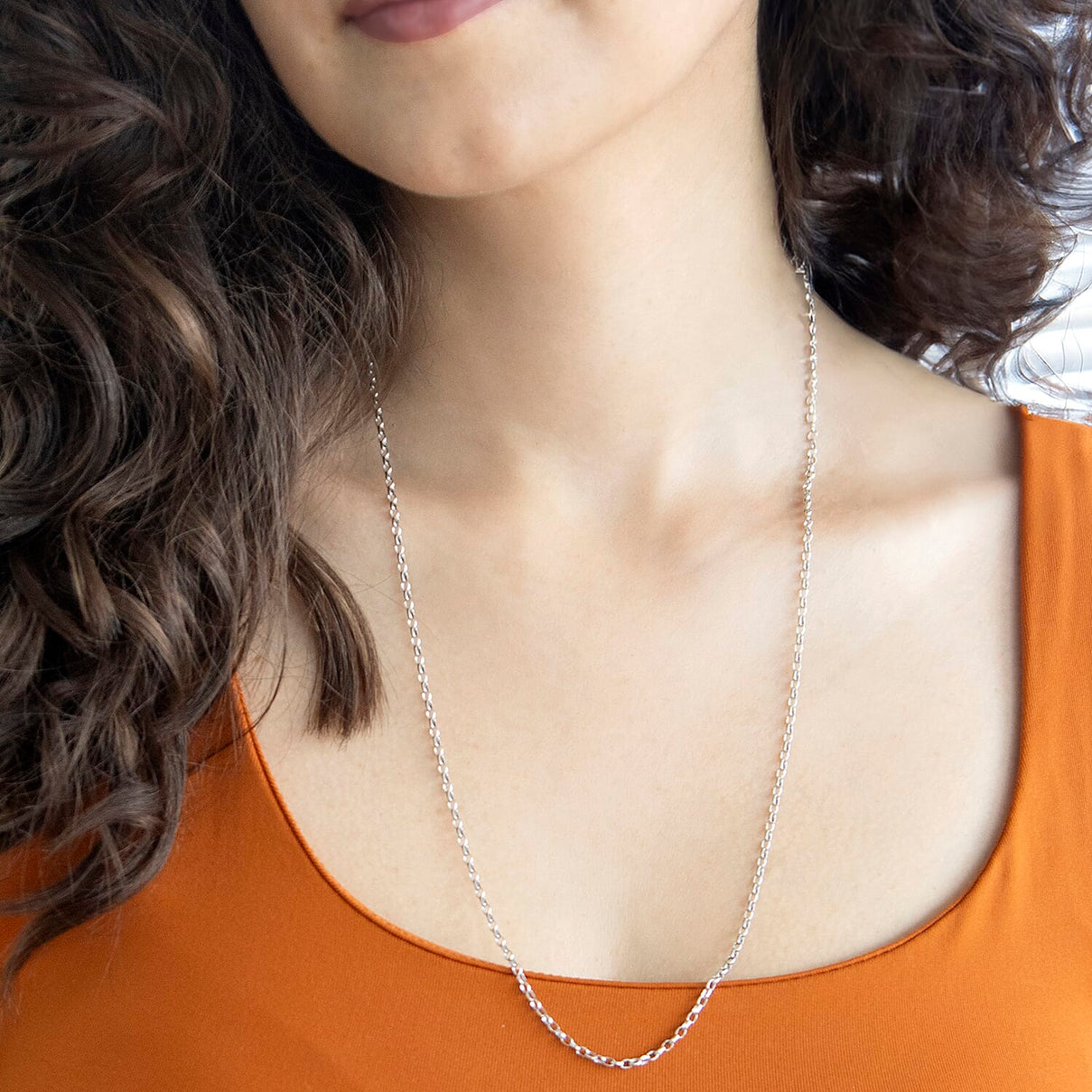 Oval Belcher Chain 24 Inch in 9K White Gold 7590995 3
