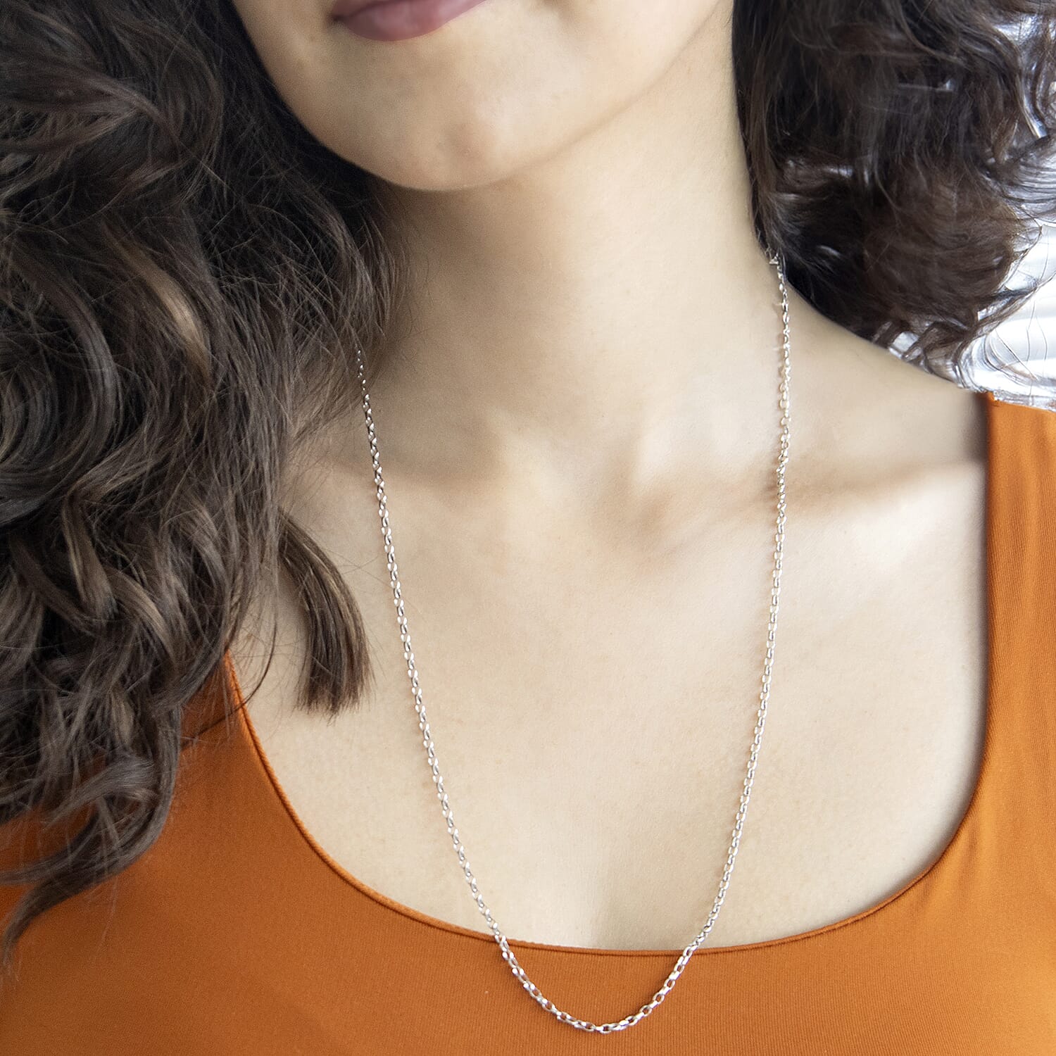 Oval Belcher Chain 24 Inch in 9K White Gold 7590995 3