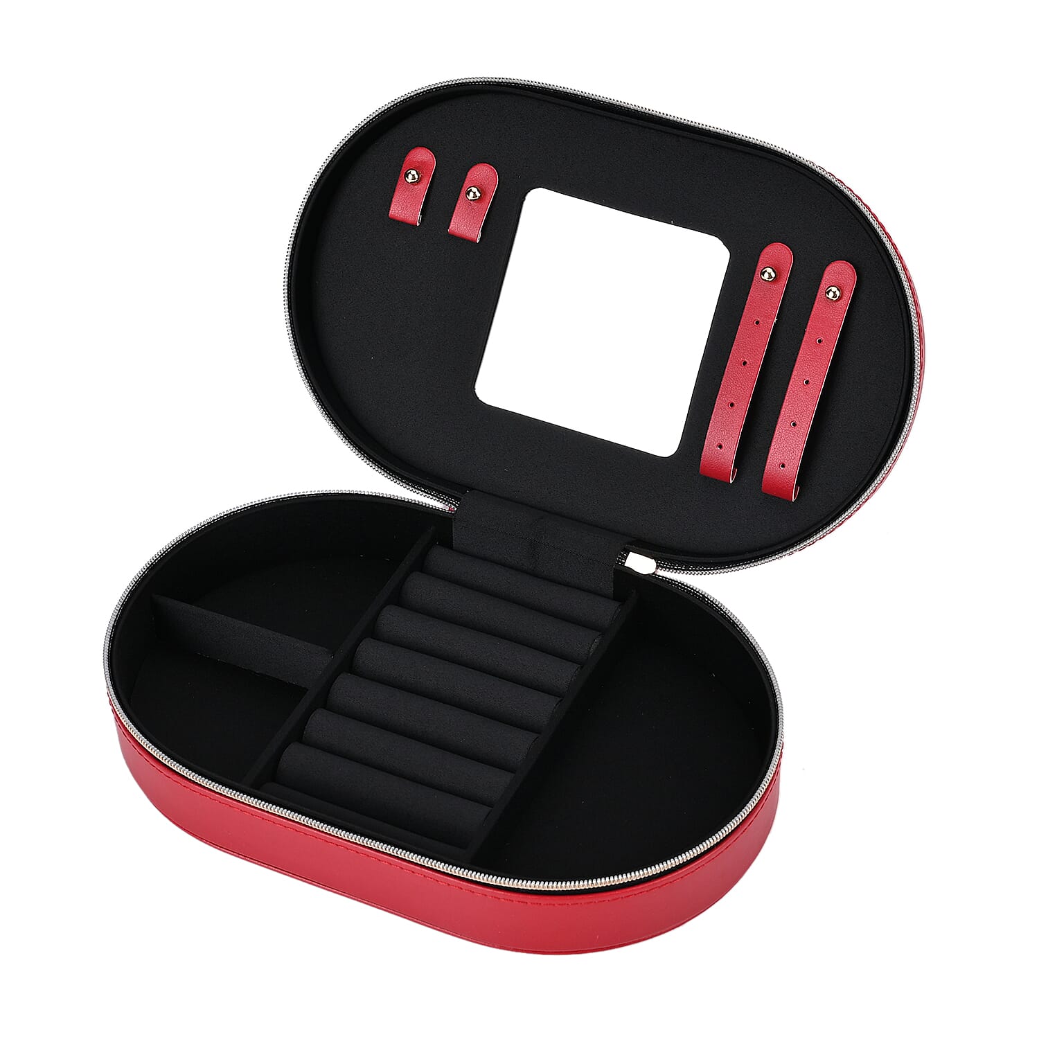 Leatherette Oval Shape Jewellery Organiser with Black Velvet Lining 7801532 0