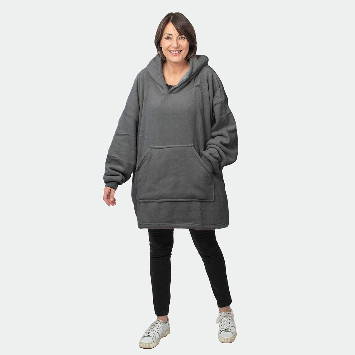 Oversized Fleece Blanket Hoodie - Grey 7674438 0