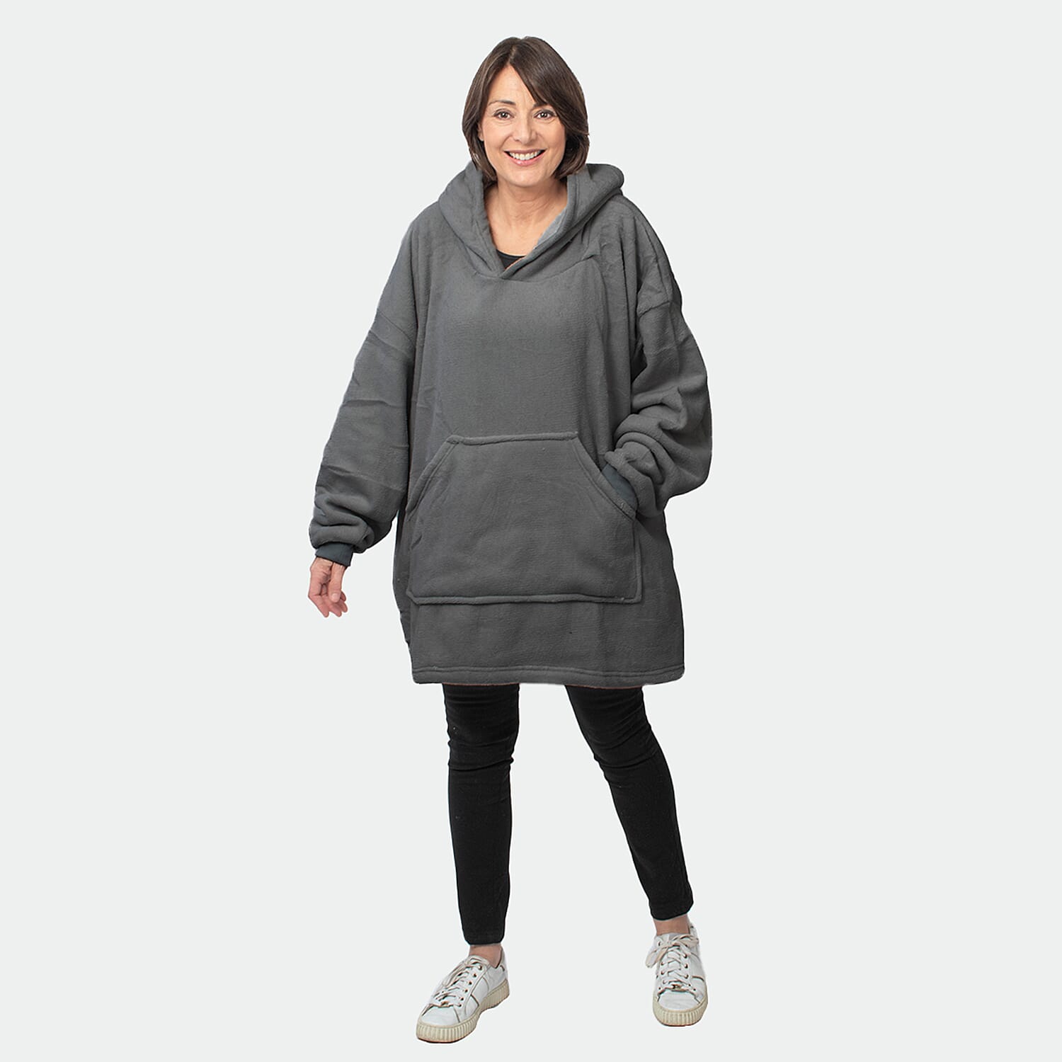 Oversized Fleece Blanket Hoodie - Grey 7674438 0