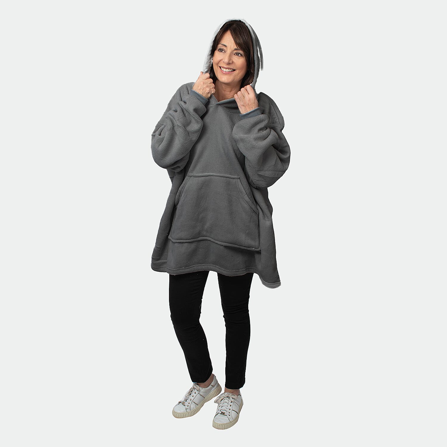 Oversized Fleece Blanket Hoodie - Grey 7674438 1
