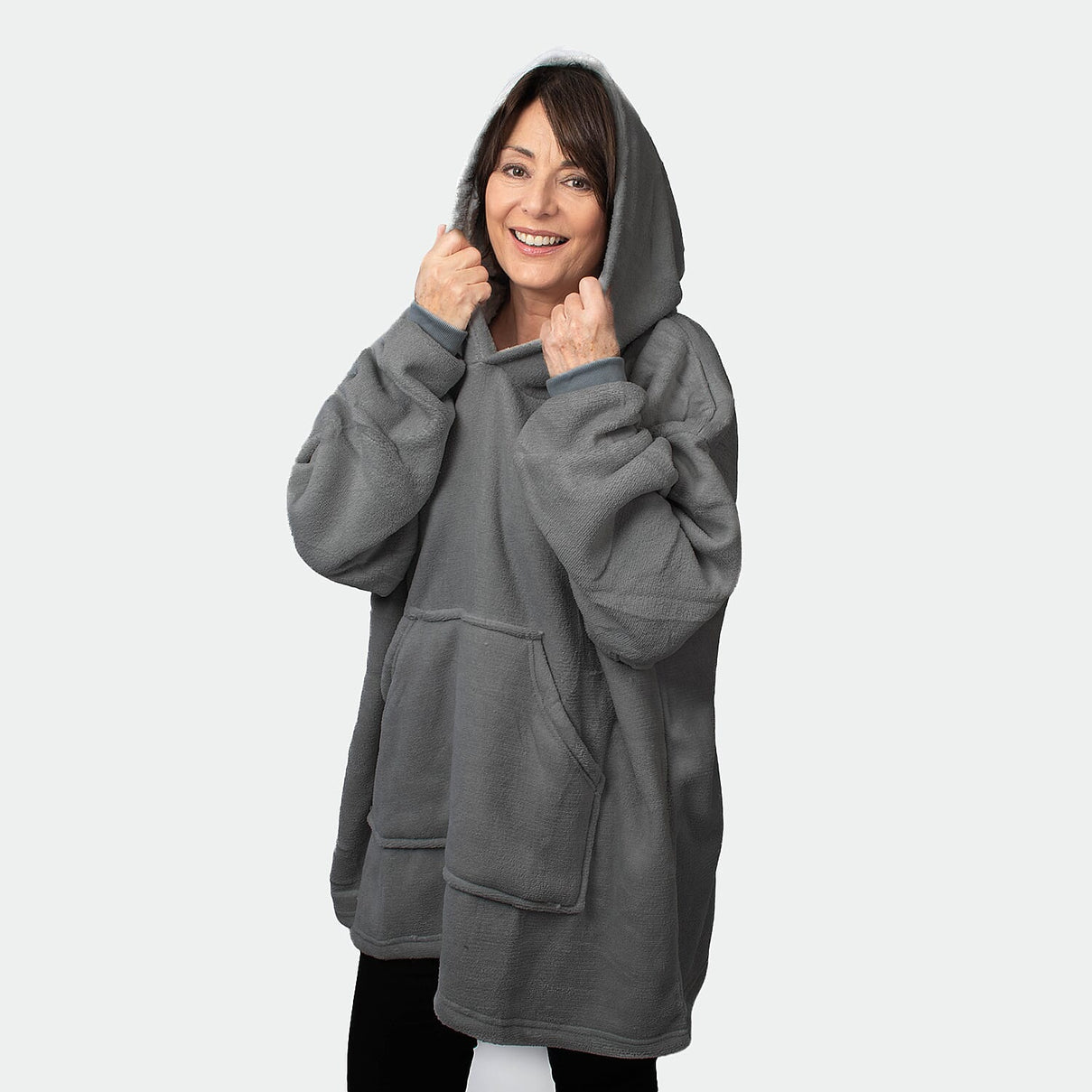 Oversized Fleece Blanket Hoodie - Grey 7674438 2