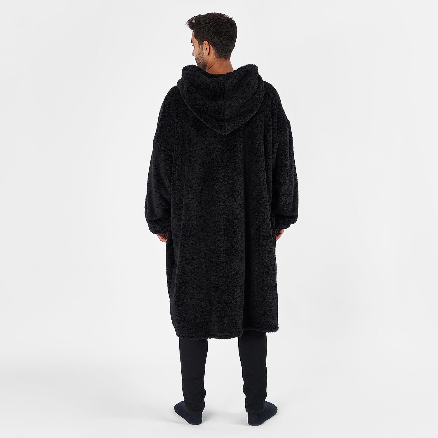 Oversized Teddy Fleece Hoodie (One Size) - Black 7682853 5