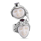 Royal Bali Princess Collection - Ox Bone and Rhodolite Garnet Ring in Sterling Silver, Silver Wt 12.00 Gms