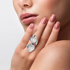 Royal Bali Princess Collection - Ox Bone and Rhodolite Garnet Ring in Sterling Silver, Silver Wt 12.00 Gms