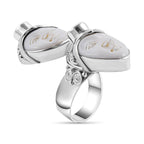 Royal Bali Princess Collection - Ox Bone and Rhodolite Garnet Ring in Sterling Silver, Silver Wt 12.00 Gms